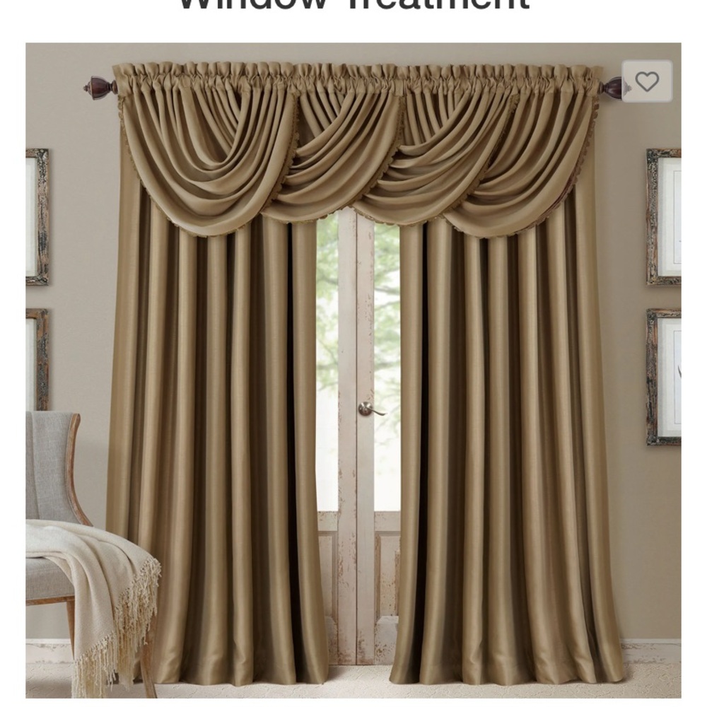 Elegant Tan Drapery Set.    Touch of class Taupe window treatment